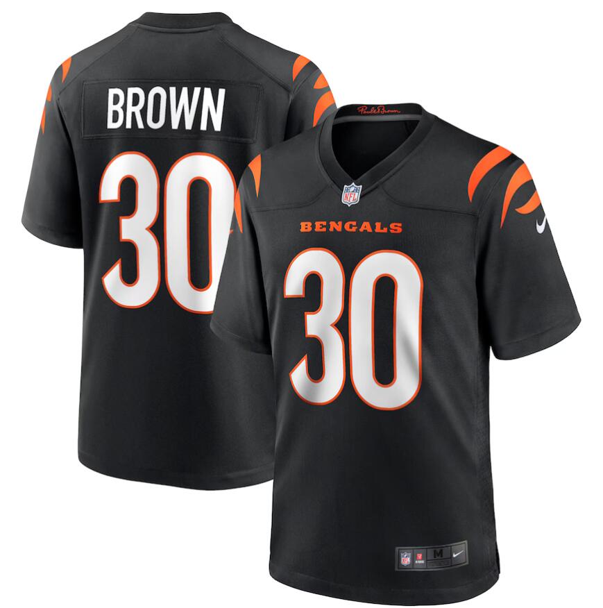 Men Nike Cincinnati Bengals #30 Chase Brown Black Game Jersey